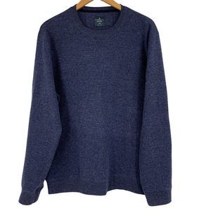 Mens Members Mark Large 0464 Crew Pullover Navy Sweater Cotton Blend Waffle Text